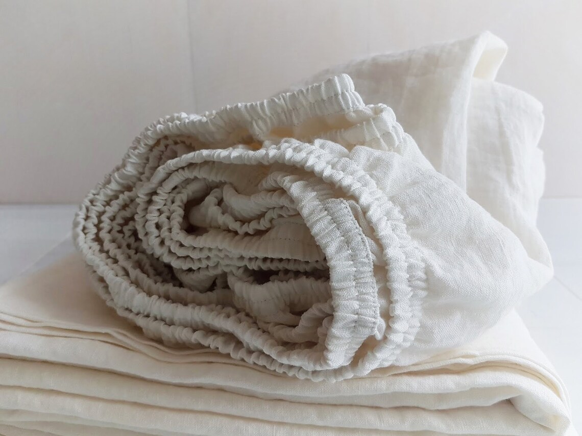 Lace Trimmed SHEET SET From Soft Offwhite Linen Linen Top Etsy