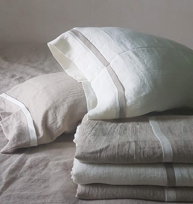 Linen PILLOWCASE With Contrasting Linen Trim on Short Hem Etsy