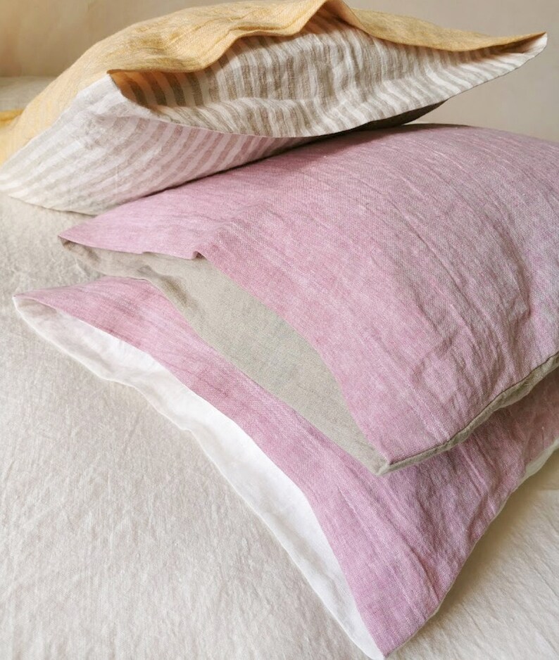 Linen PILLOW CASE reversible euro pillow sham raspberry or Etsy