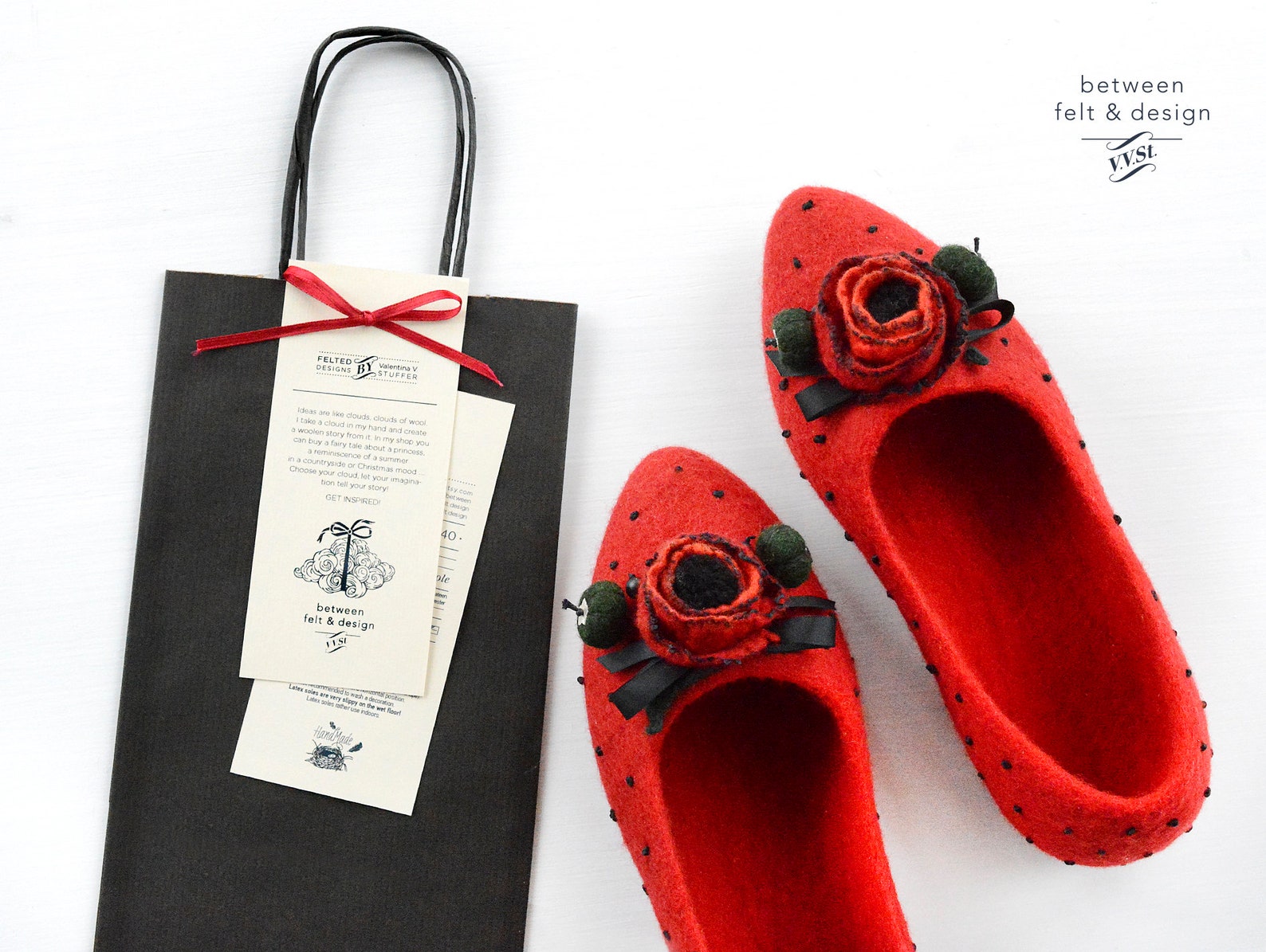 felted slippers pointy flats felted ballet flats red poppy bridesmaid gift stylish slippers for-girlfriend clogs home woman shoe