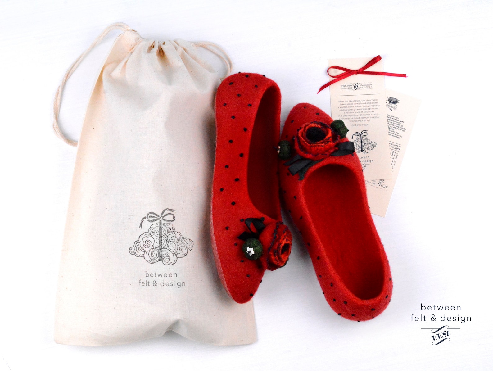 felted slippers pointy flats felted ballet flats red poppy bridesmaid gift stylish slippers for-girlfriend clogs home woman shoe