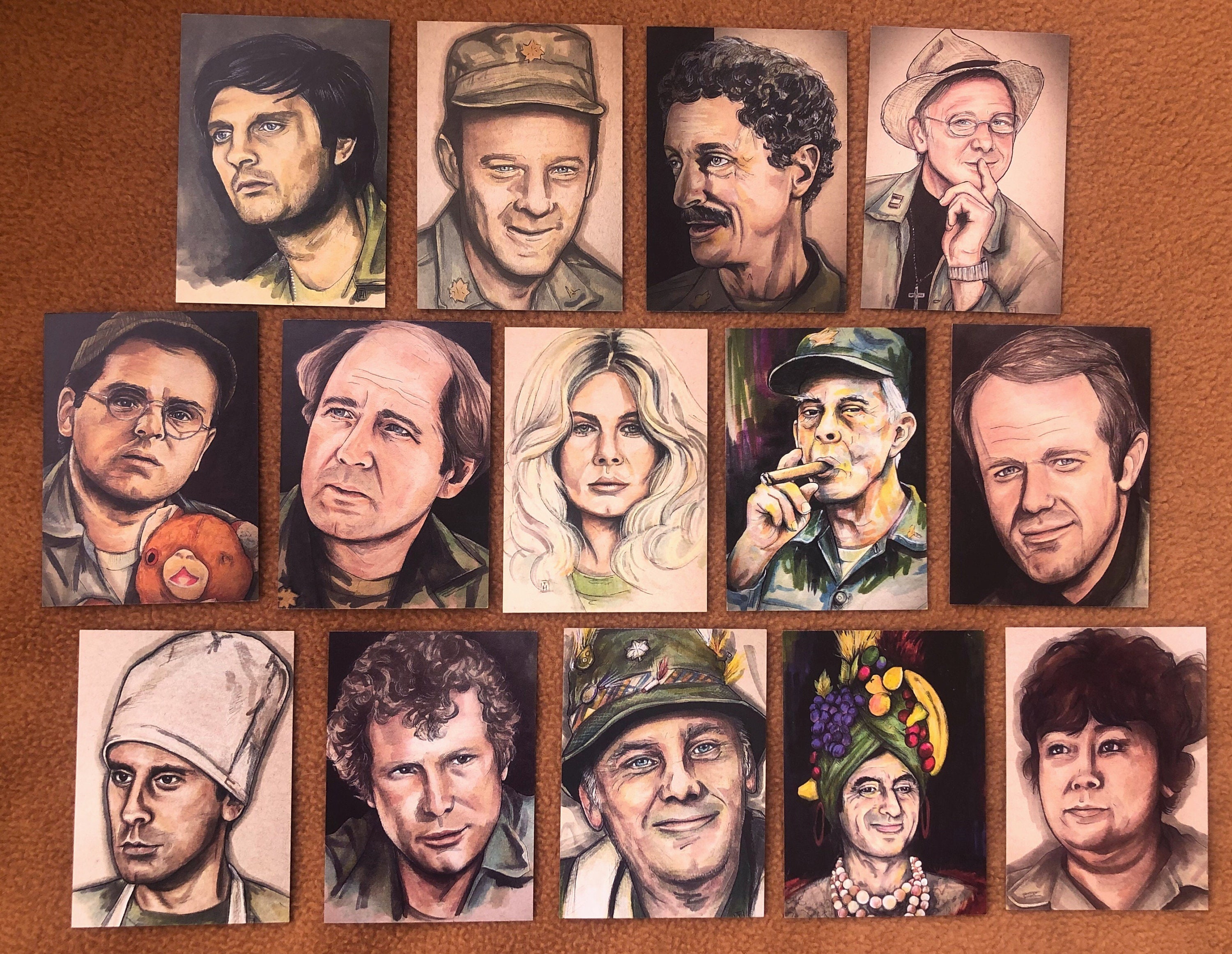MASH 4077 art trading cards set of 14 Etsy
