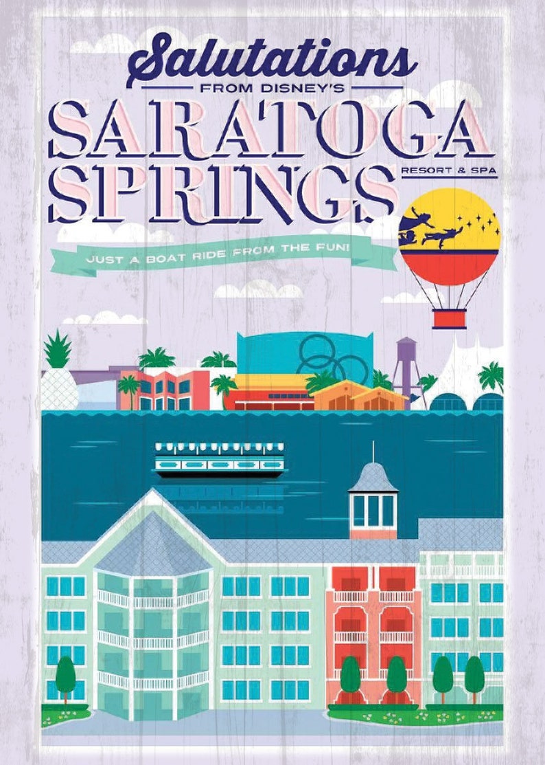 Vintage and Retro Disney Wood Art Saratoga Springs resort Salutations WDW