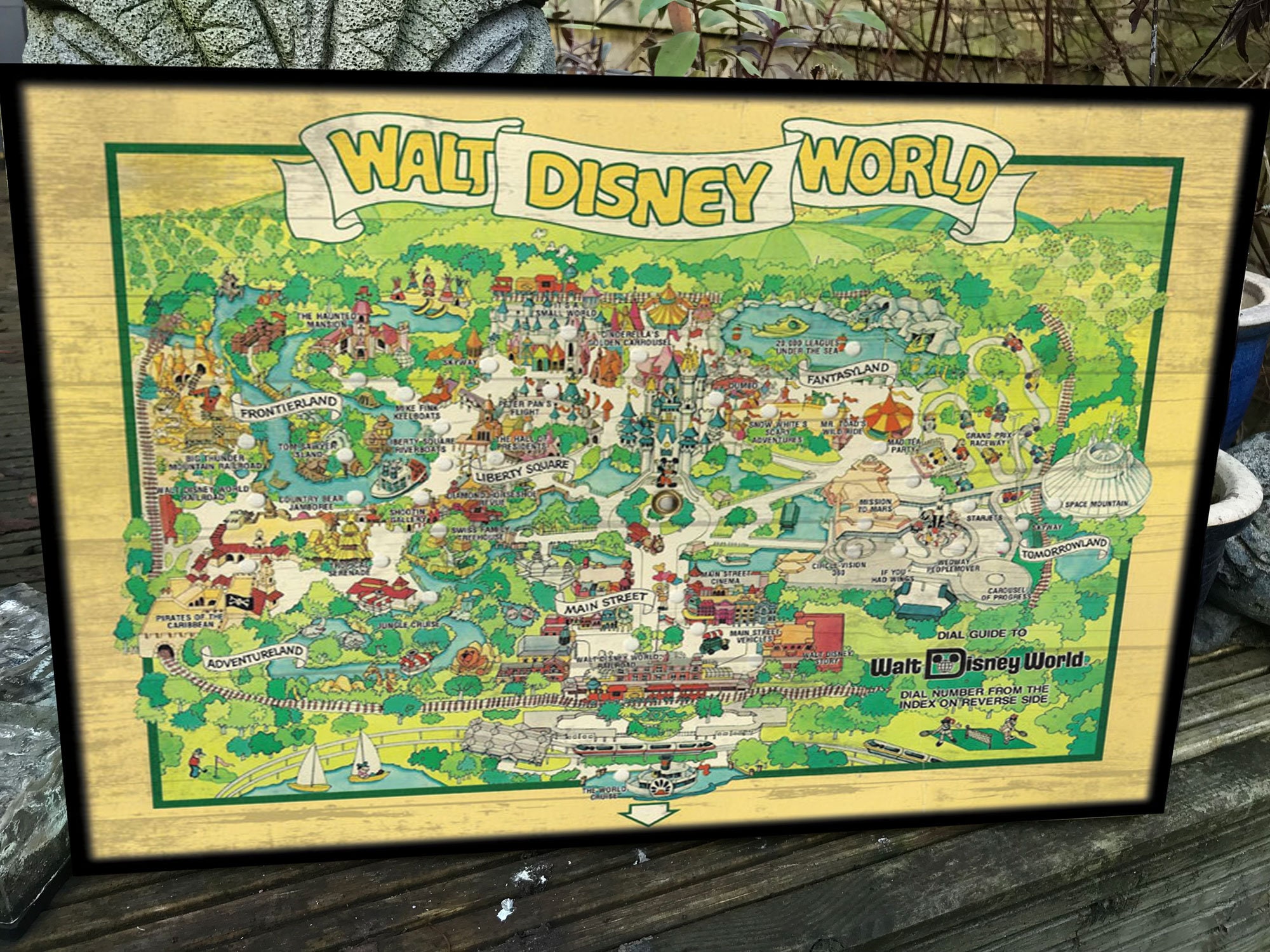Disney World Map Art Vintage And Retro Disney Wood Art Disney World Park Map 1980 | Etsy New  Zealand