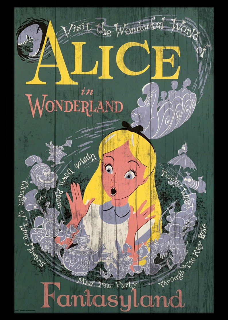 Vintage and Retro Disney Wood Art Alice in Wonderland Ride Etsy