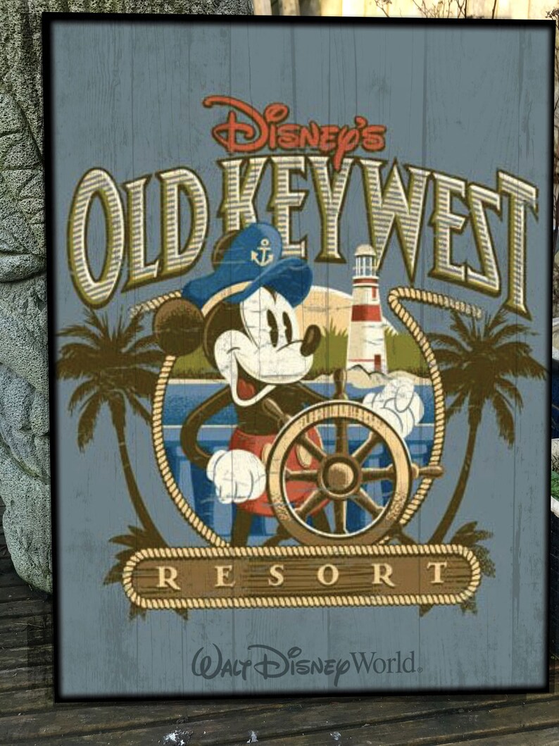 Vintage and Retro Disney Wood Art Old Key West Resort Mickey Etsy