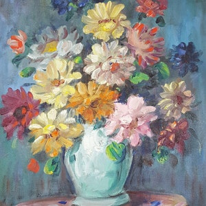 Samuel Heller Mid-Century Floral Still Life Oil Painting