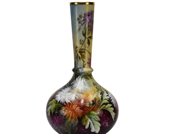 French Flambeau L.D.B. & Co. Porcelain Limoges Tall Floral Vase