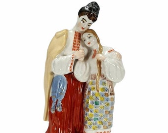 Vintage USSR Soviet Ukranian ZHK Polonne  Porcelain Figurine "May Night" Couple figurine, Lovers Couple, Folk Group 11" H, Couples gift