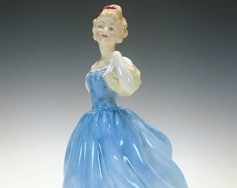 Royal Doulton ENCHANTMENT HN 2178 Porcelain Figurine, Pretty Fairytale Princess in Blue Dress, by Peggy Davies, Made in England