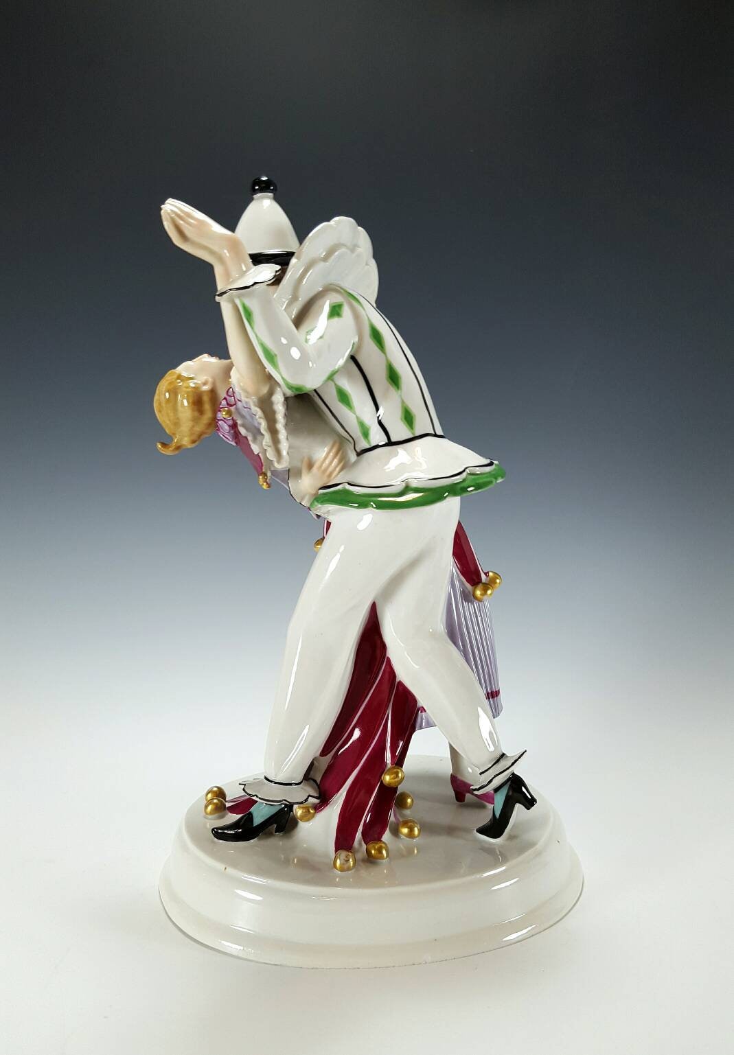 Carl Teichert Meissen Pierrot and Pierrette German Porcelain