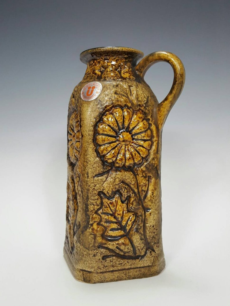 U Keramik Ubelacker Ceramic Pitcher Vase 175318 Brown Vase Etsy