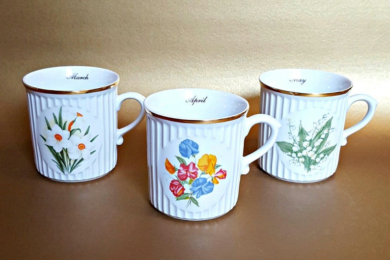 12pc Flower of the Month Coffee Cups Mugs Crown D Etsy