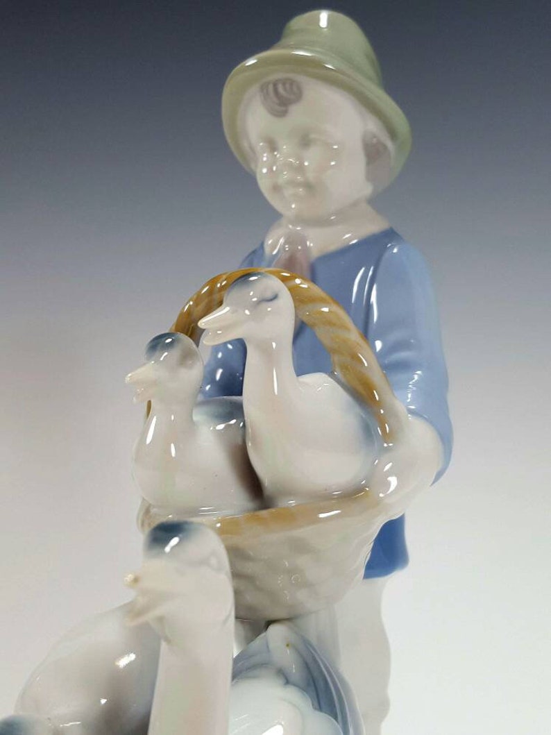 German Gerold Porcelain Little Boy Figurine gosling Boy With Basket ...