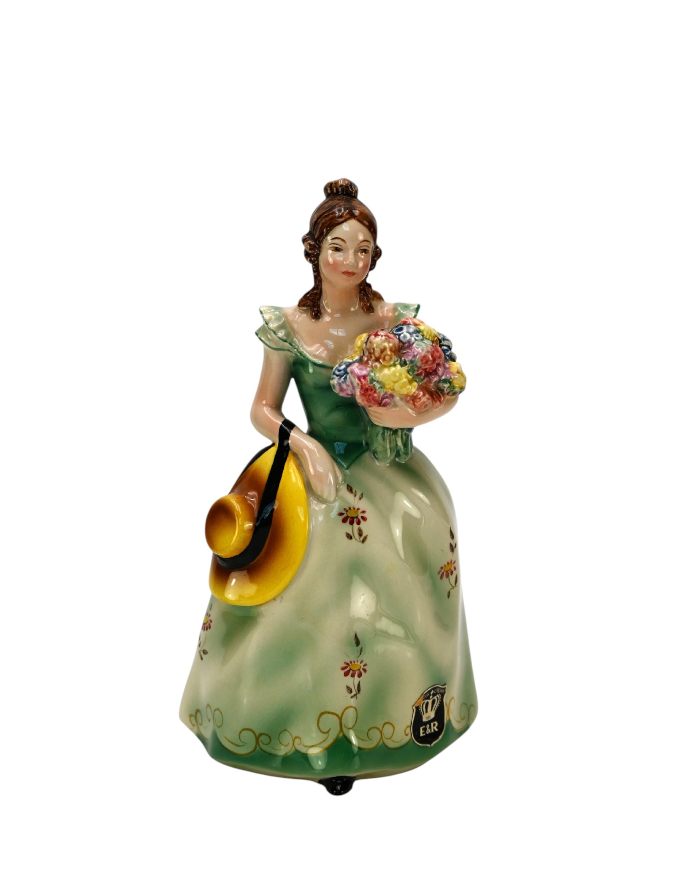 Wien Keramos Austria Girl With Flowers Porcelain Figurine Designed