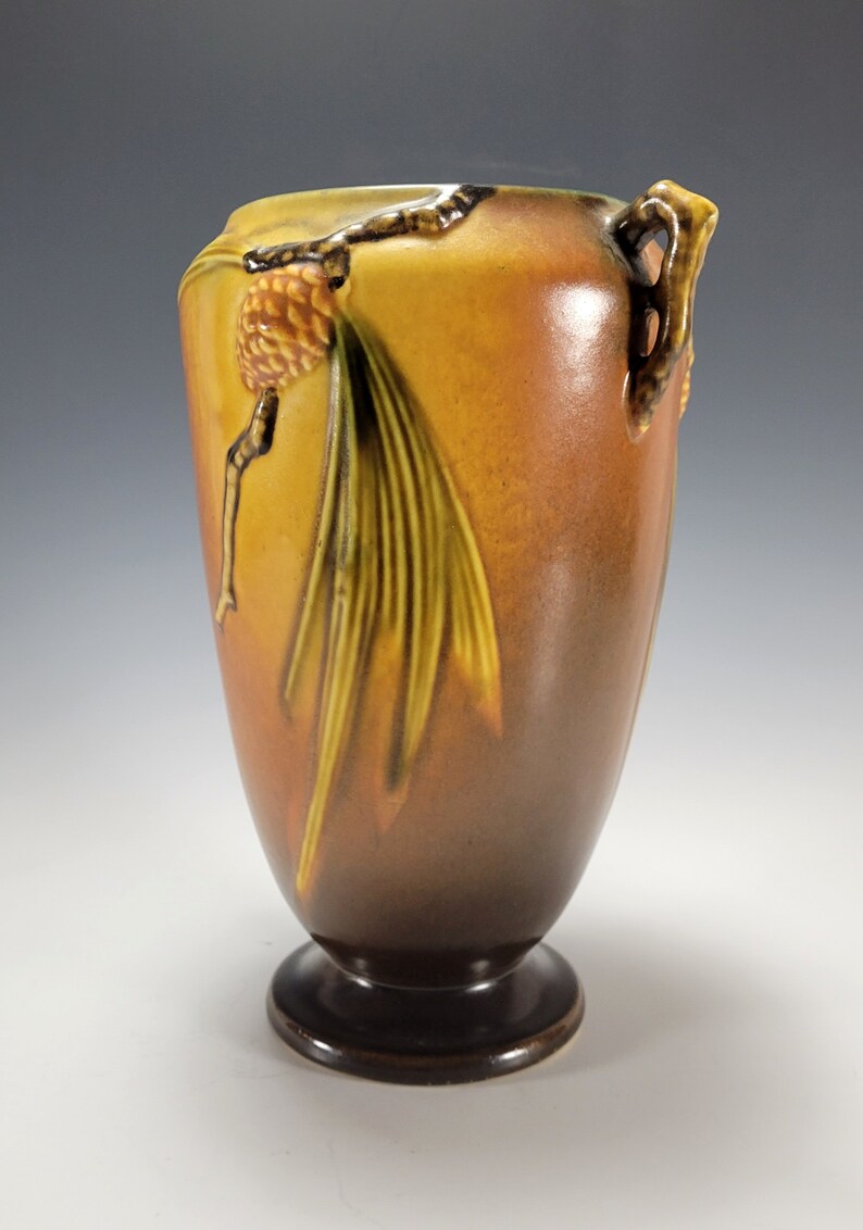 Vintage Roseville Pottery Pinecone Vase Double Handled Vase Etsy