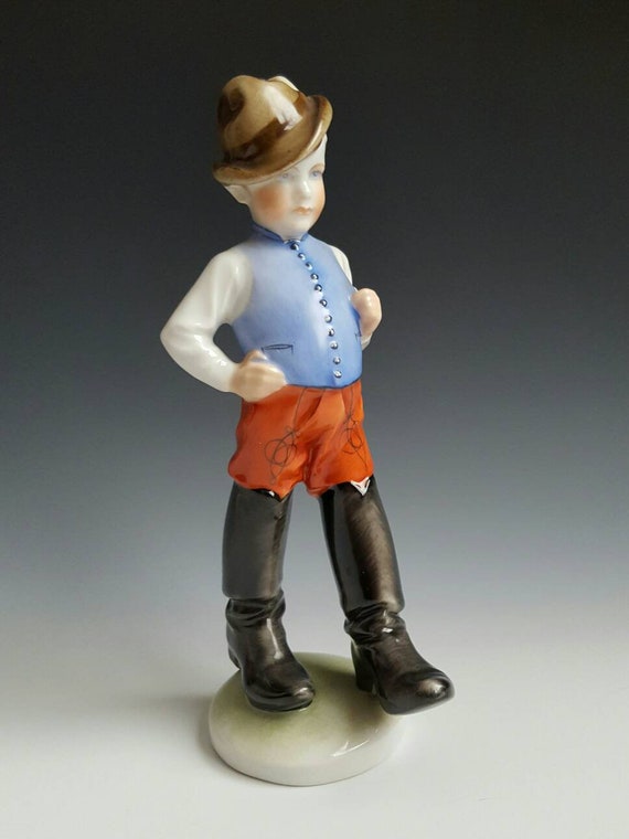 Adorable Vintage HEREND Porcelain Figurine of Little Boy Etsy