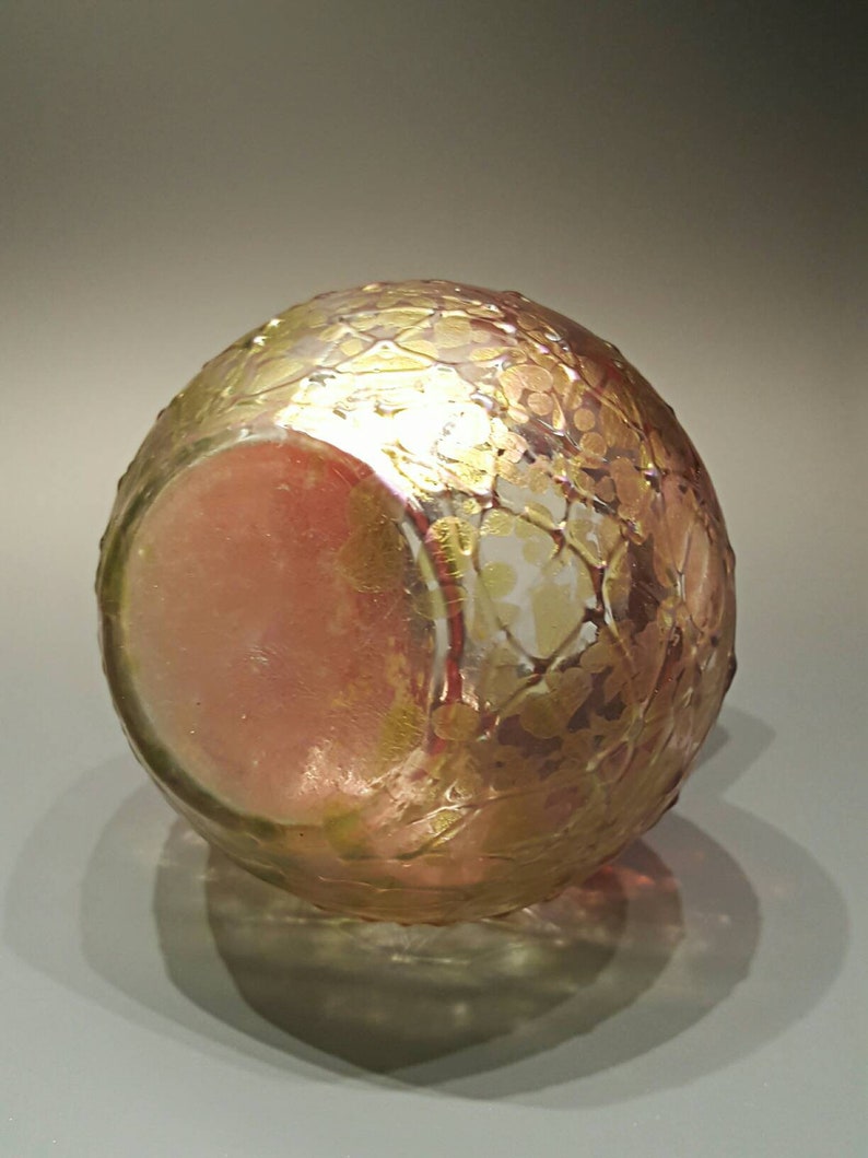 KRALIK Czech Bohemian Crackle Glass Red Pepita Amberina Vase Etsy