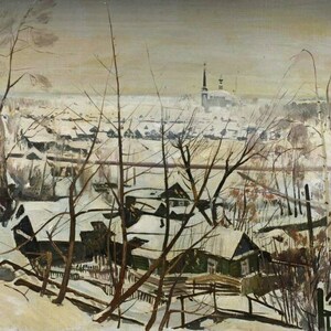 Original One-Of-A-Kind Vintage Winter Landscape Oil Painting "The City of Donetsk" view in Eastern Ukraine by Vladimir V. Sizov immagine 2