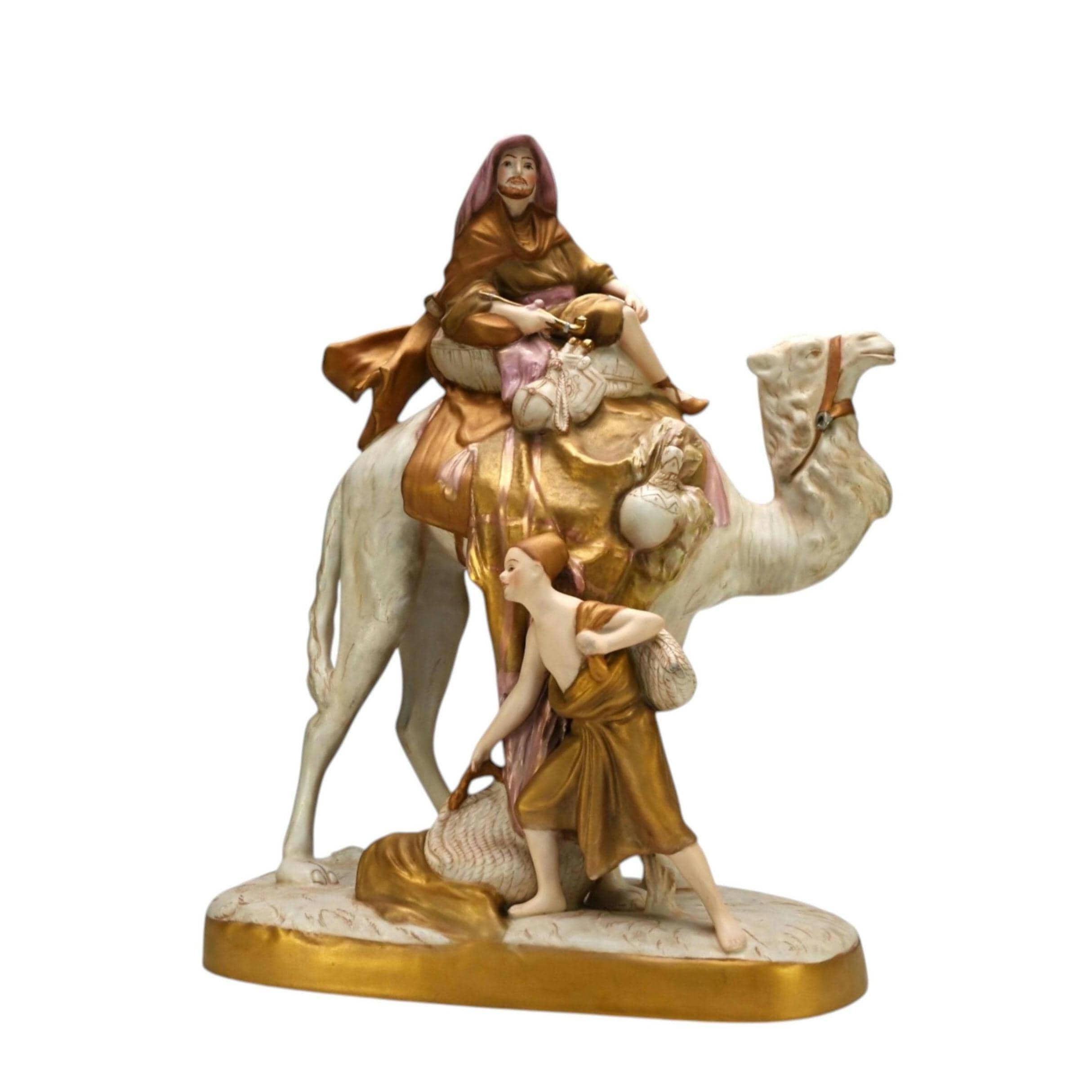 Royal Dux Bohemia Porcelain Sculpture: Bedouin Arab on Camel, Made
