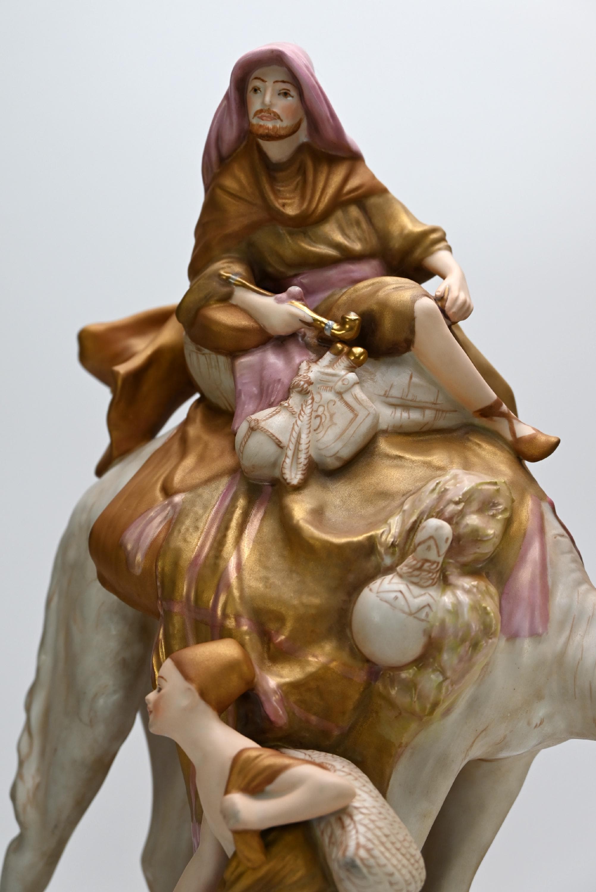 Royal Dux Bohemia Porcelain Sculpture: Bedouin Arab on Camel, Made