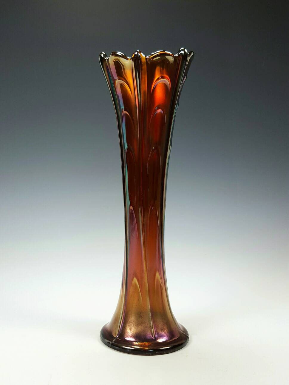 Dugan Carnival Glass Vase Amethyst Pulled Loop 1029, Purple
