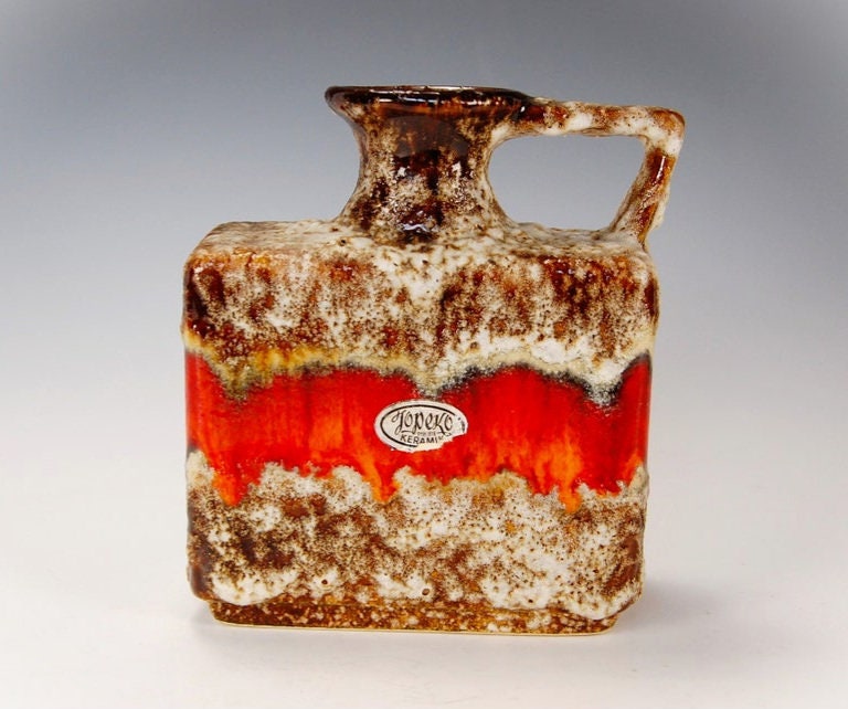 West German Pottery JOPEKO KERAMIK Rectangular Burnt Orange 