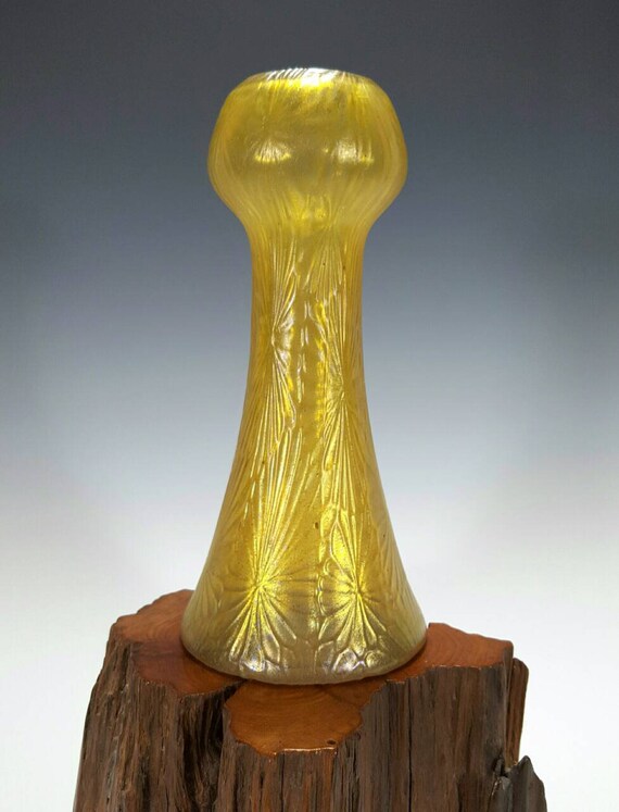 Antique Art Nouveau Austrian Iridescent Floral Vaseline Art Etsy