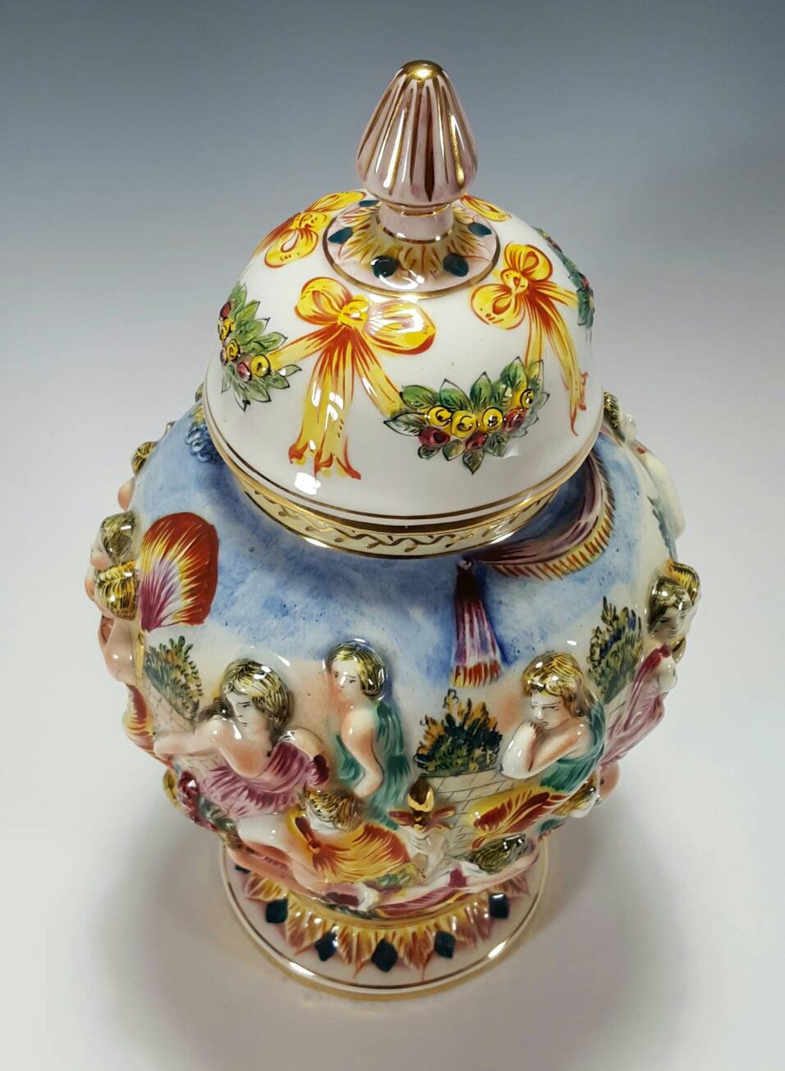Vintage Capodimonte 3 D Figural Lidded Ginger Jar Vase Hand Etsy