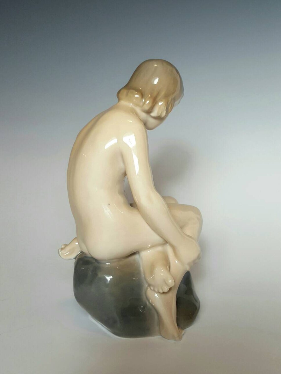 Royal Copenhagen Figurine GIRL ON ROCK #4027 by Adda Bonfils, Nude Lady ...