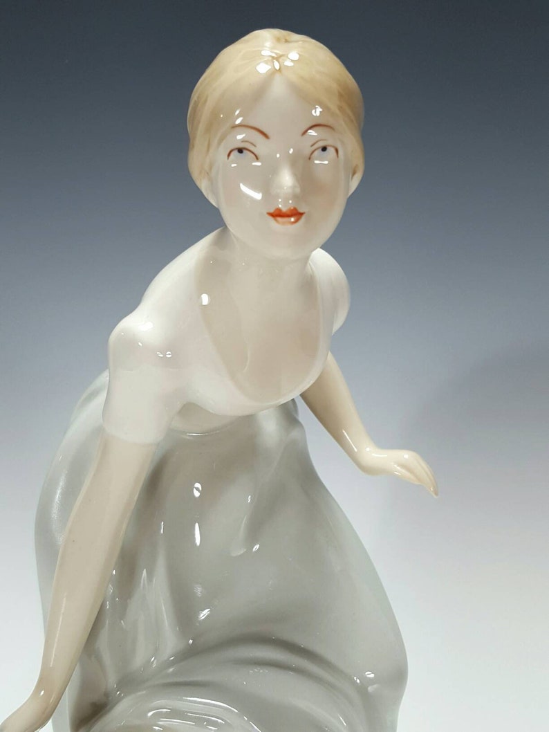 Rare Royal Dux Porcelain Girl Figurine Girl Adjusting Her Etsy