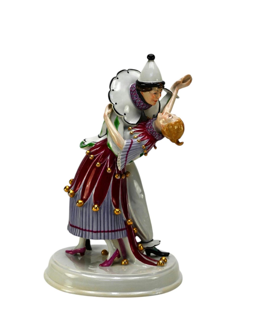 Carl Teichert Meissen German Porcelain Pierrot & Pierrette Dancing