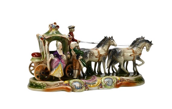 Grafenthal GDR Large German Porcelain Figurine W. 4 Horses