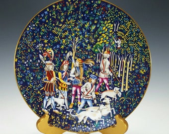 Robert Haviland & C. Parlon Limoges France "La Chasse a La Licorne" Hunt of the Unicorn Ltd Ed Porcelain Collectors Plate #2 w/ Gold Trim