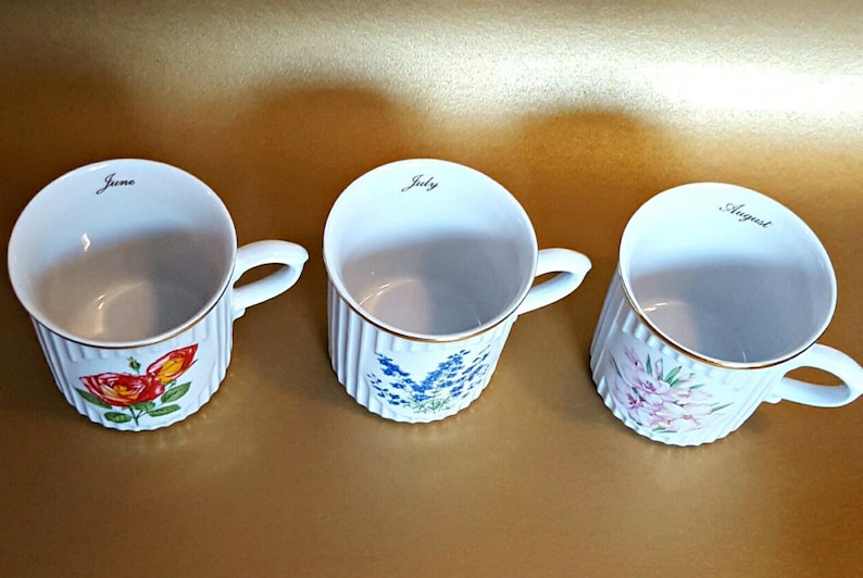 12pc Flower of the Month Coffee Cups Mugs Crown D Etsy