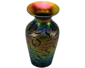 Magnificent Lundberg Studio Iridescent Art Glass Vase