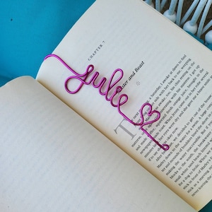 Personalized Wire Bookmark: Fuchsia Custom Name Bookmark, Stocking stuffer, gifts under 15, teacher gift, Valentine's day gift