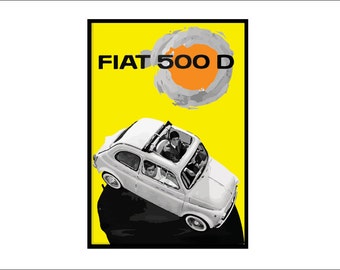 Cartel gráfico: Fiat 500 D Super Vintage ultramóvil.