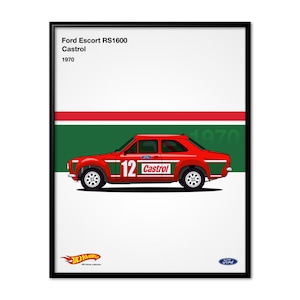 Poster Graphic: Ford Escort RS 1600 | 1970. Ultramobile HW Tribute Collection | Hotwheels N.1