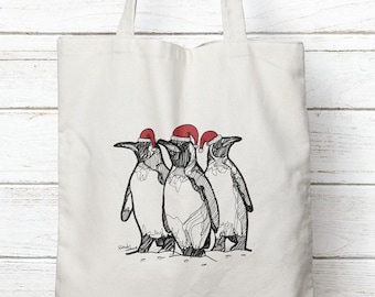 Weihnachts Pinguine Einkaufstasche, Pinguintasche, schwarze Tasche, Einkaufstasche, Einkaufstasche, Einkaufstasche, Pinguintasche, schwarze Tasche