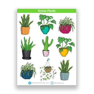 plotted plants planner sticker, Colourful plant stickers, snake plant sticker, cheese plant sticker, bullet journal decal, laptop decal