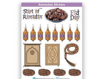 Ramadan planner sheet, Ramadan stickers, Muslim gift, Ramadan decor, Ramadan planner, dates stickers, lantern stickers, Arabian art