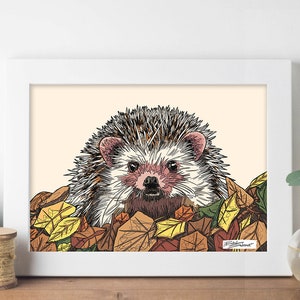 Herbst Igel Print, Bunter Druck, Herbst Print, Galerie Wand Druck, Igel Illustration, Igel Zeichnung, Kinderzimmer Print, Wohndekor