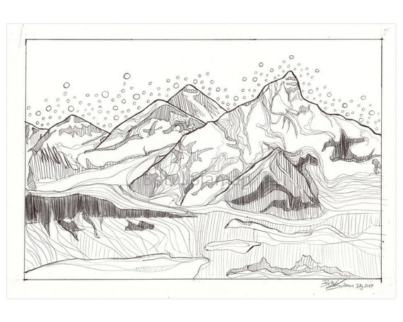BergeZeichnung / / Everest Berglandschaft