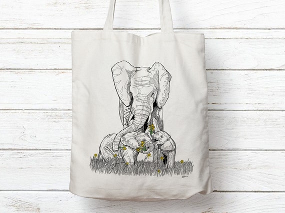 Elephant canvas shop bag