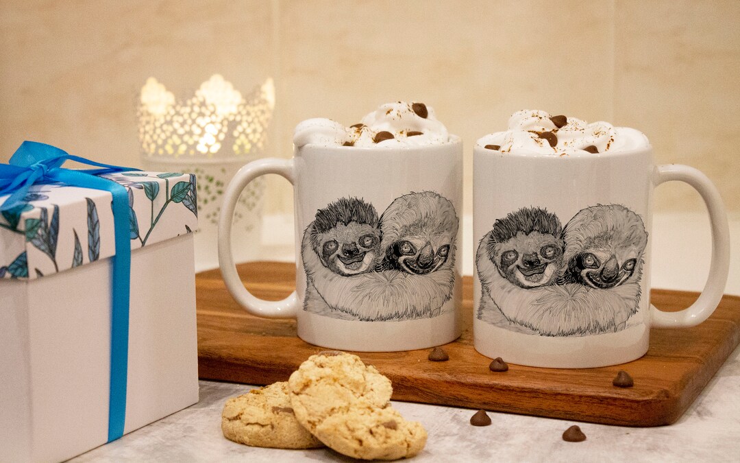 Sloths Mug, Sloths Illustration Mug, Sloth Line Drawing, Ceramic Mug ...