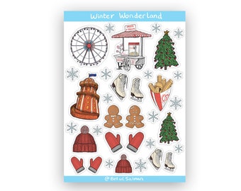 Winter Wonderland planner stickers, Christmas stickers, laptop decals, bullet journal stickers, theme park stickers, festive stickers, A6