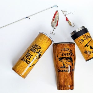 Gone Fishing | Wood Grain Resin Tumbler | Custom Made-to-Order