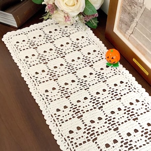 Skull Crochet Table Runner Pattern - Skeleton Crochet Doily Pattern -Halloween Crochet Pattern-Only Diagram Doilies Pattern-Instant Download