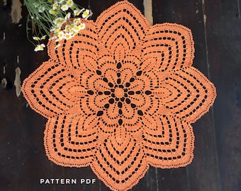 Doilies crochet pattern, round lace doily, tutorial crocheting instruction handmade, PDF pattern digital download
